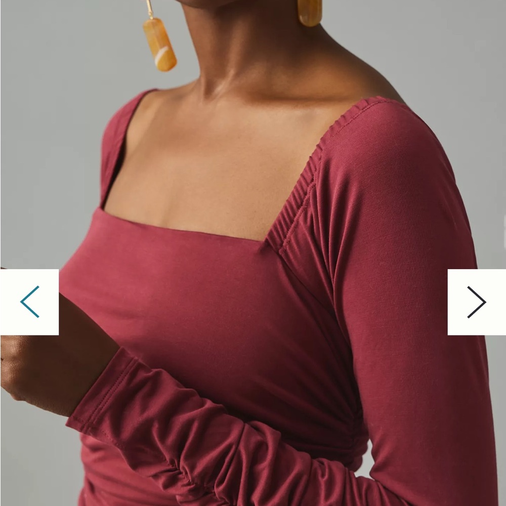 Anthropologie Rich Burgundy Long Sleeve Dress